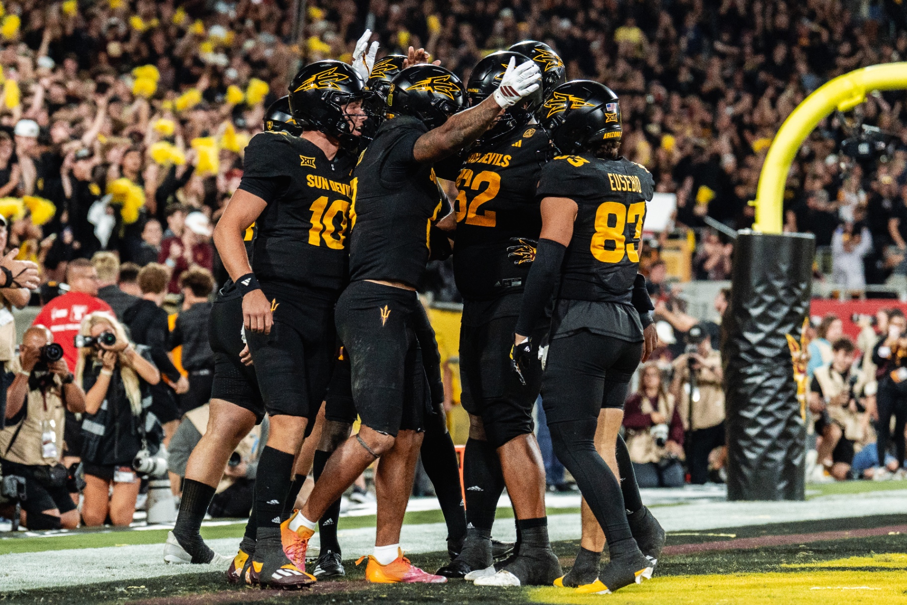 Celebrating in the end zone