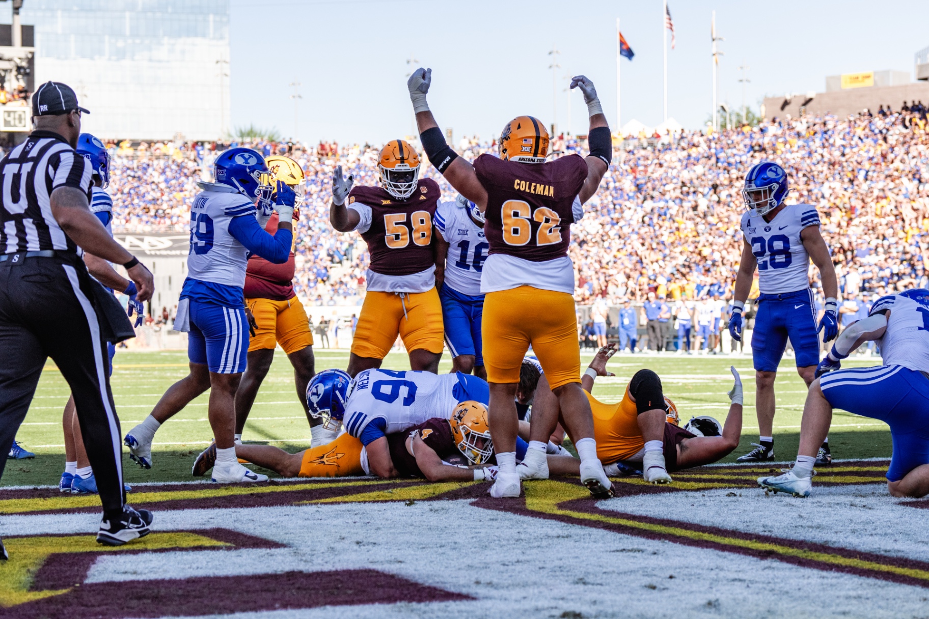 Raising the crowd in the end zone